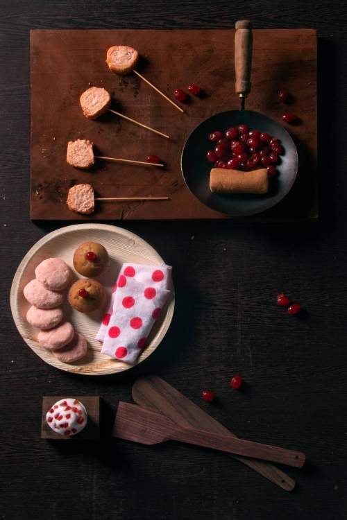 Cakes, cookies and cherries