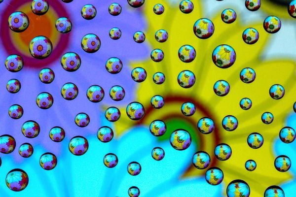 drops on blue and yellow background
