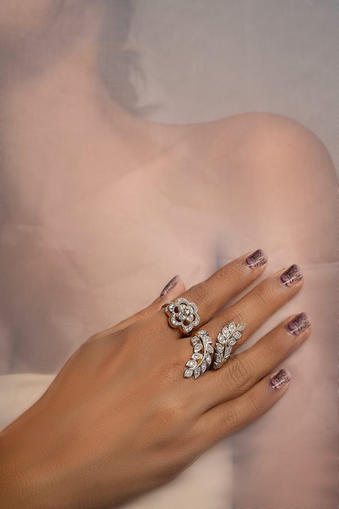 a girls with silver stoned ring
