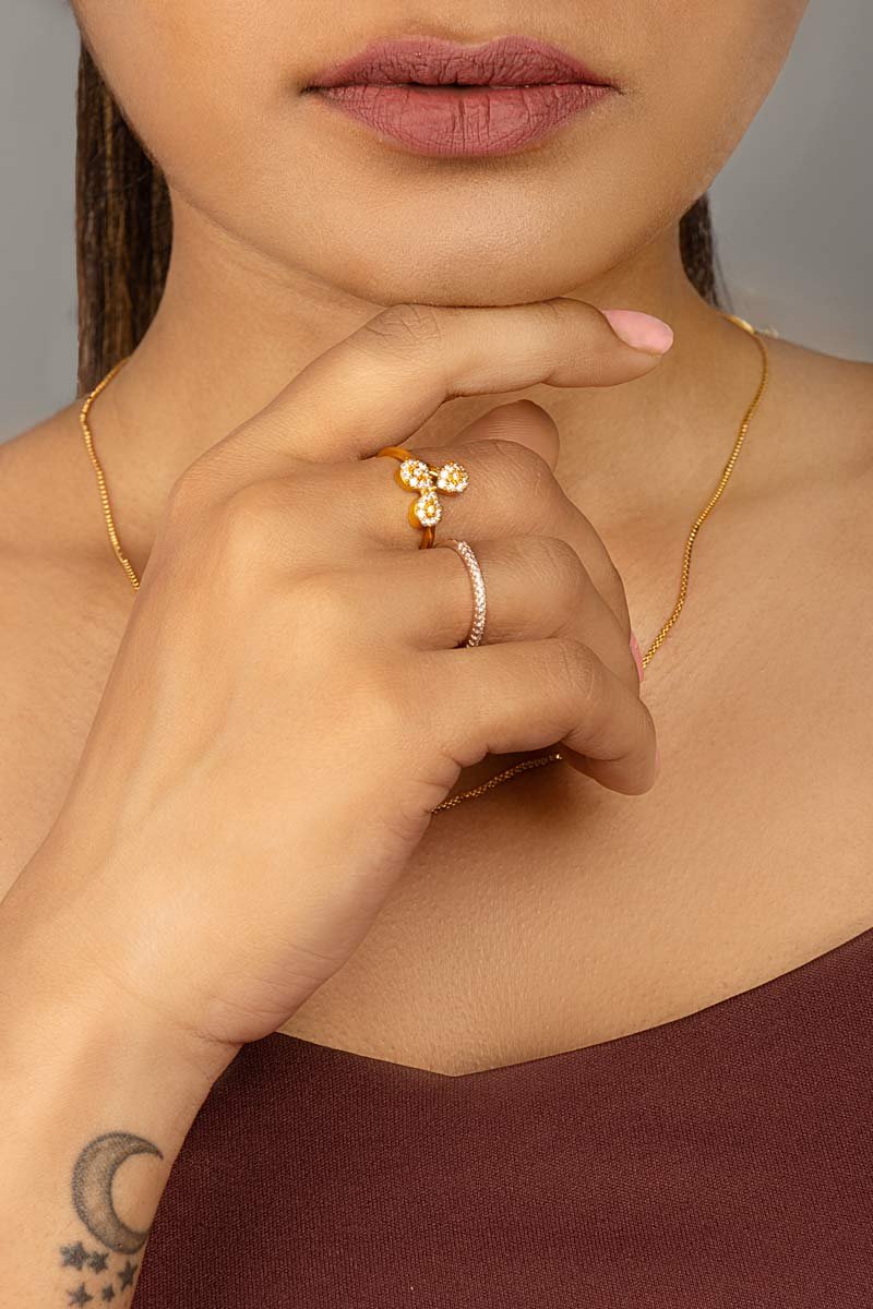 a girl showing her ring elegantly