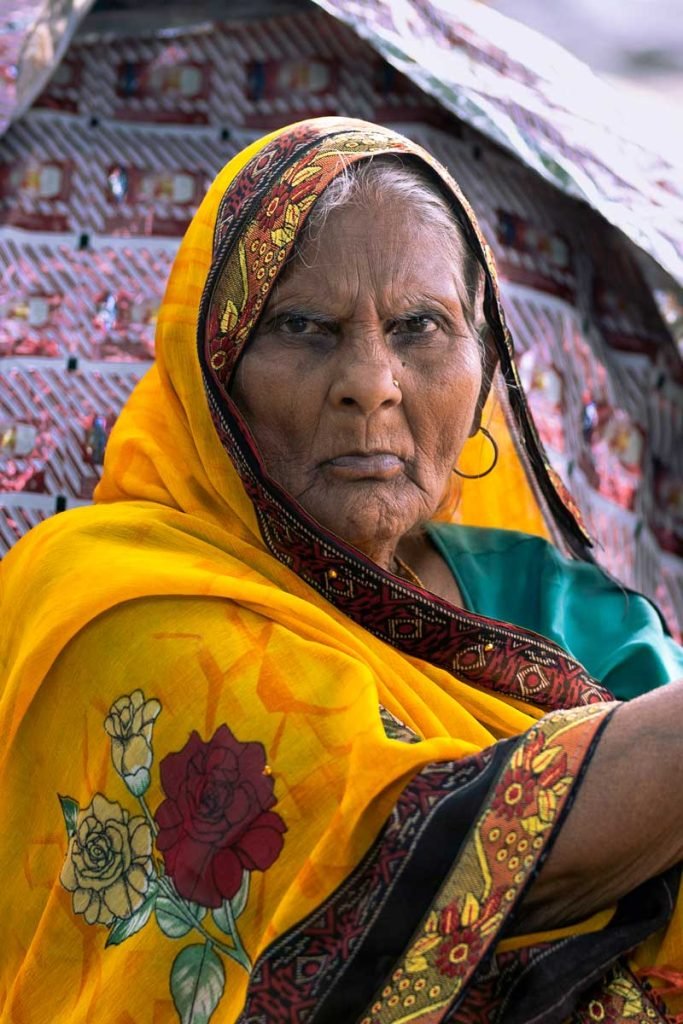 old lady looking in camera