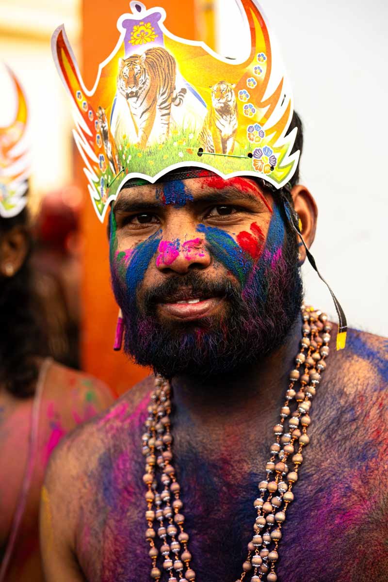 Men in Sabarimala with blue colour on body