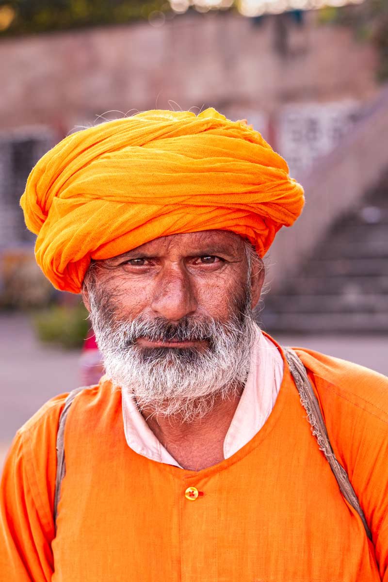 A sadhu in saffron cloths