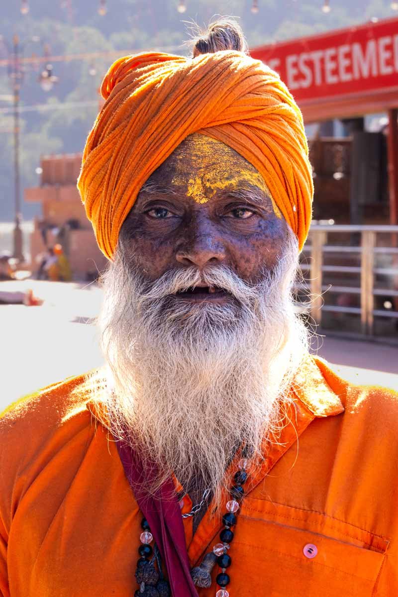 A sadhu with long white beard
