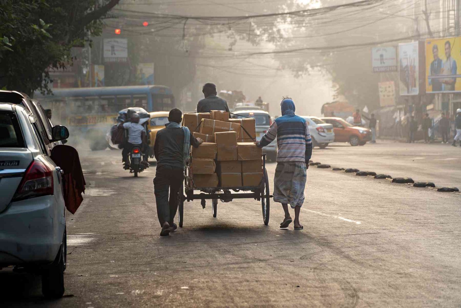 people working hard from the early morning