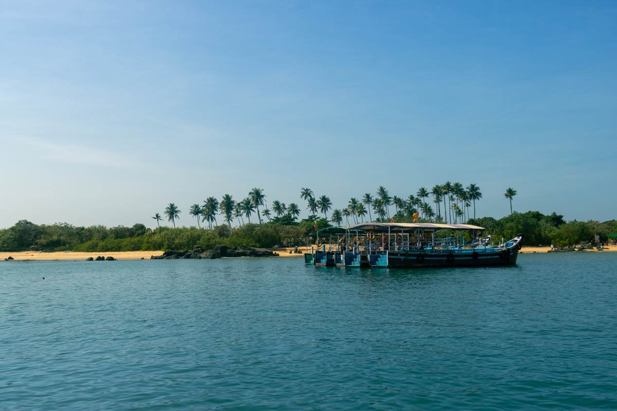 Boats are parked near beach.