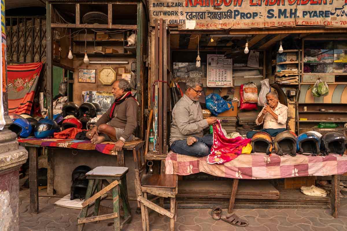 busy shopkeepers in work