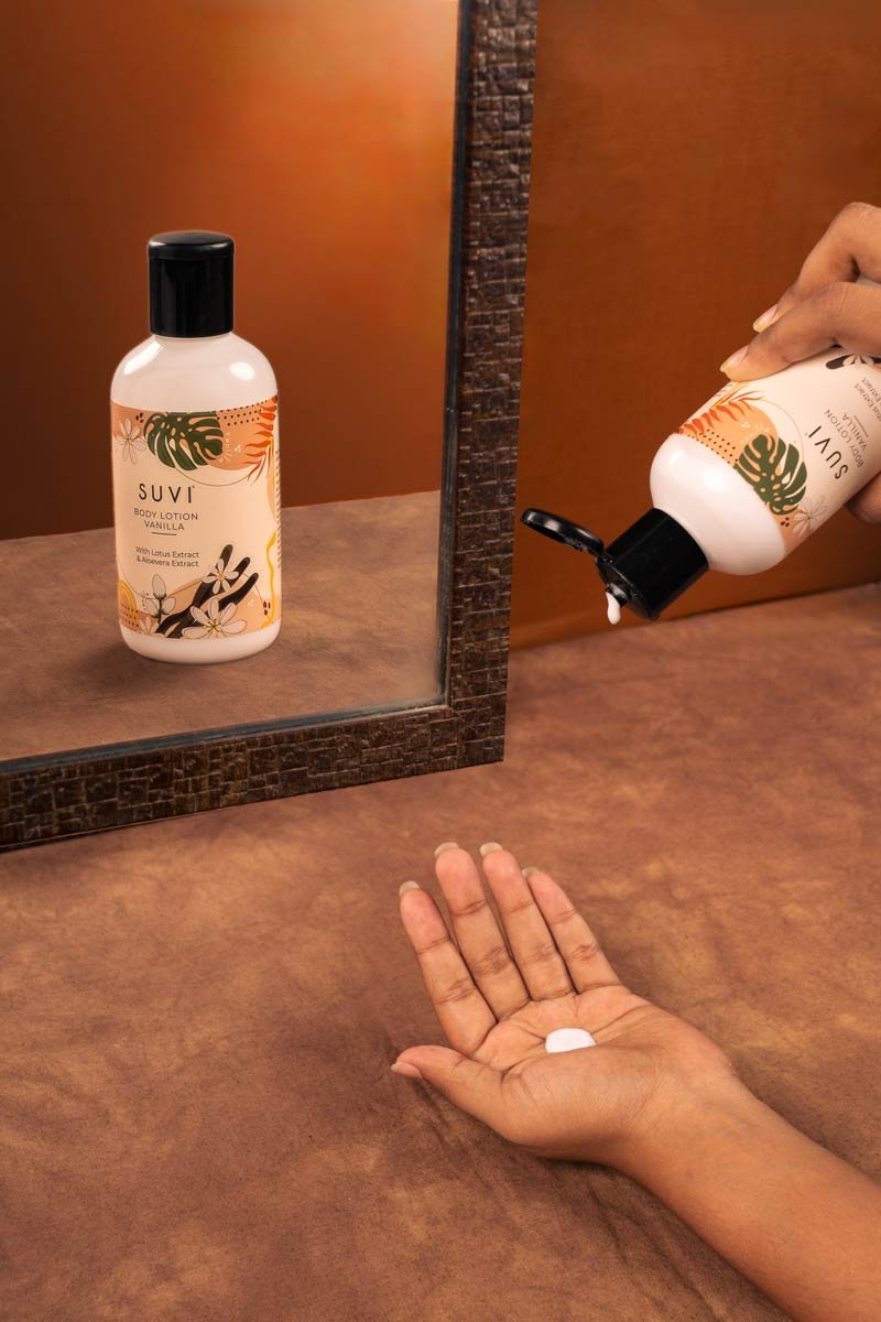body lotion seen on mirror