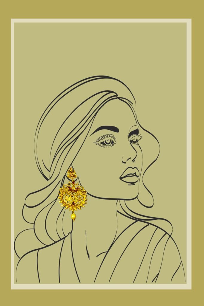 Drawing with gold eyer ring