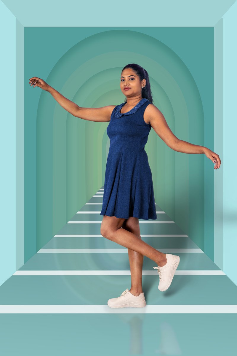 arch beauty pose of model