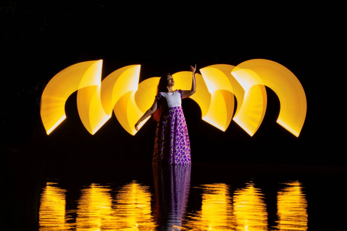 Glorious ascent of young woman photo