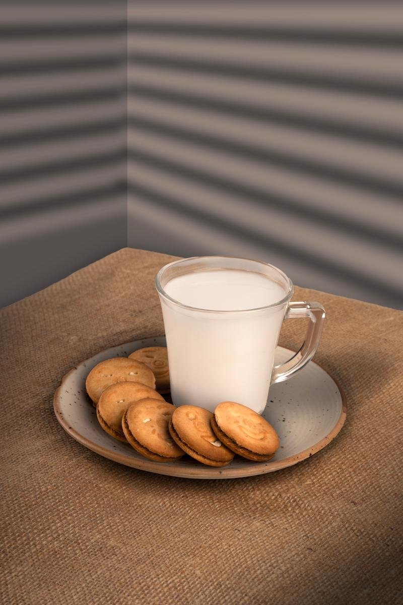 Milk cookies arranged on a plate