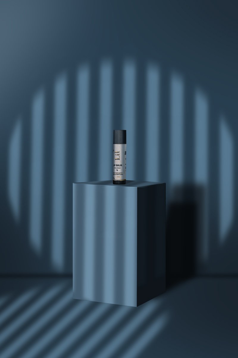 lip balm placed in a blue background