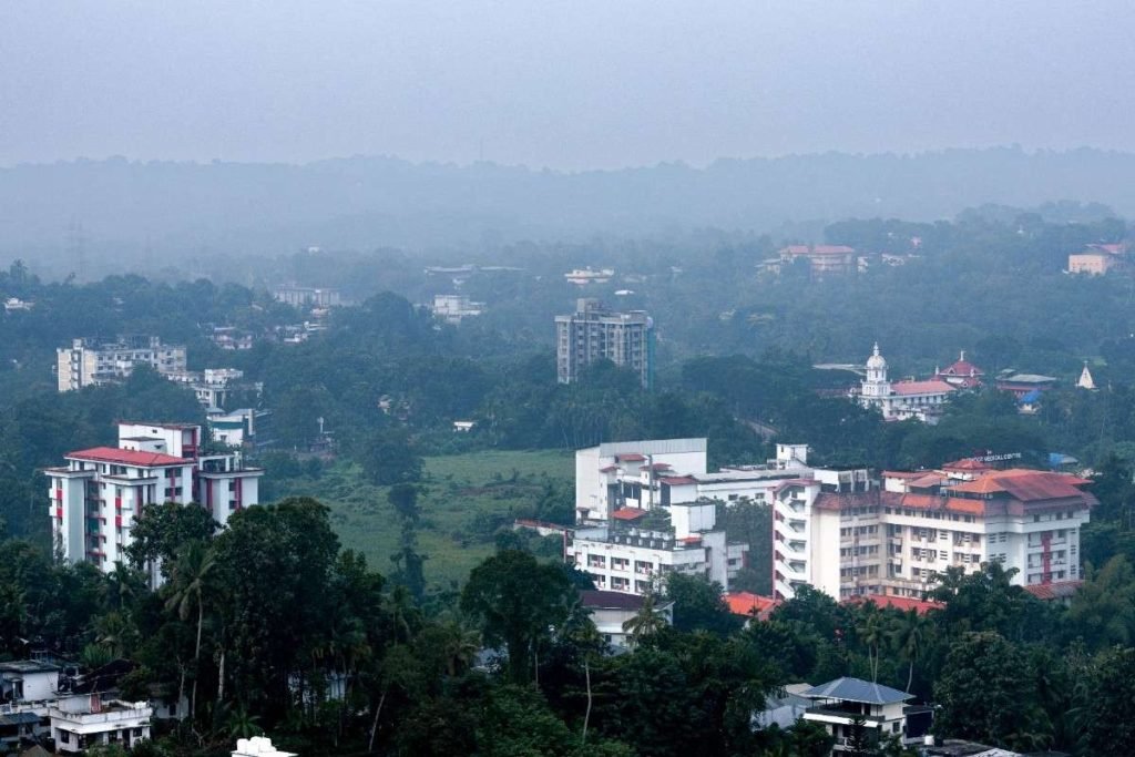 buildings with green in middle