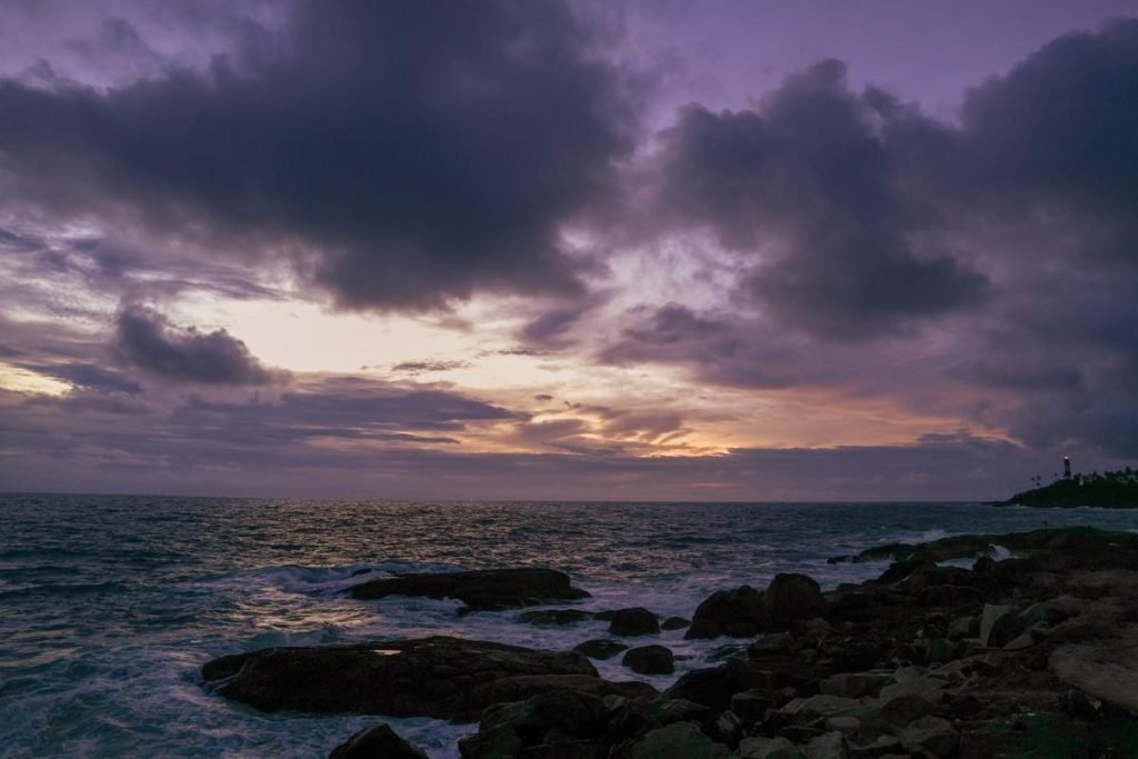 Purple sky over sea