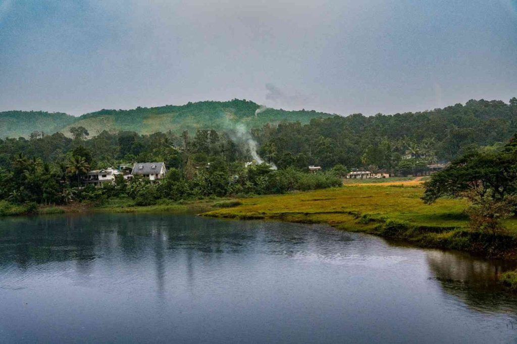 small villa with big mountain and water peak