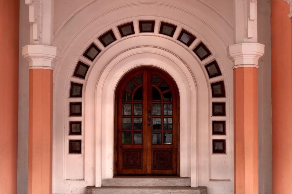 door with glasses