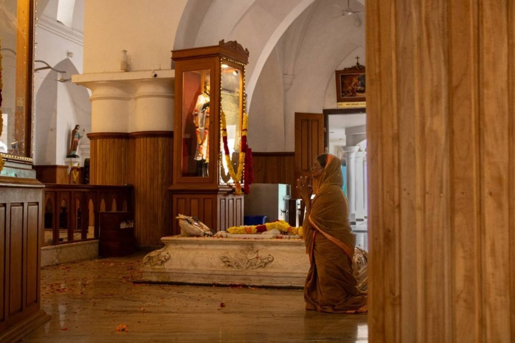 A woman is praying