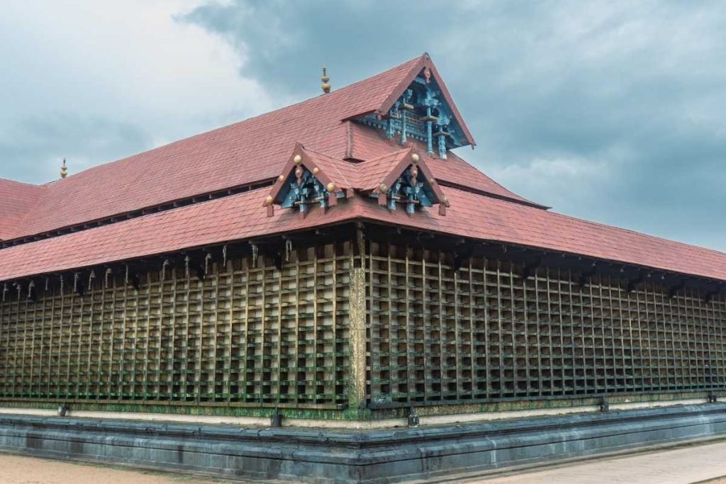 A side view of the temple