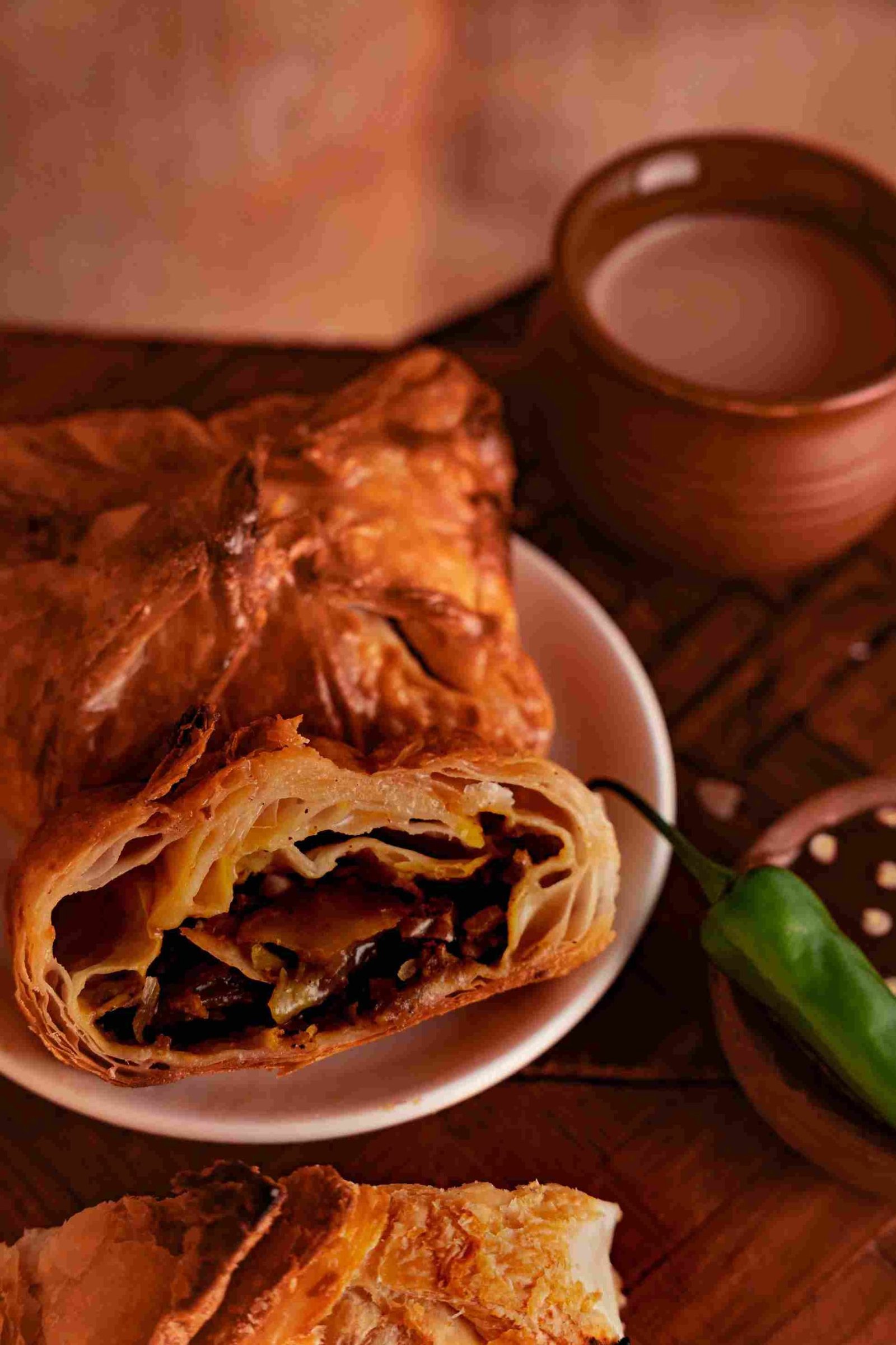veg puff with chai.