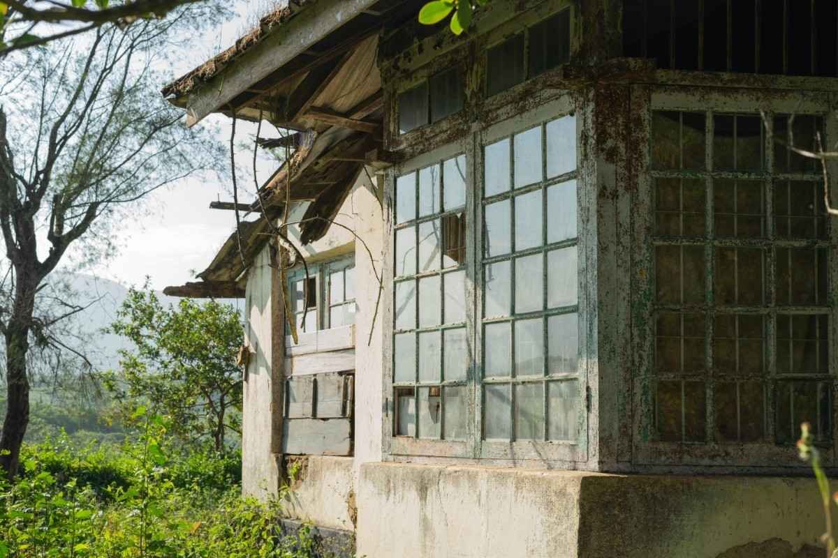 A window side of an old bungalow.