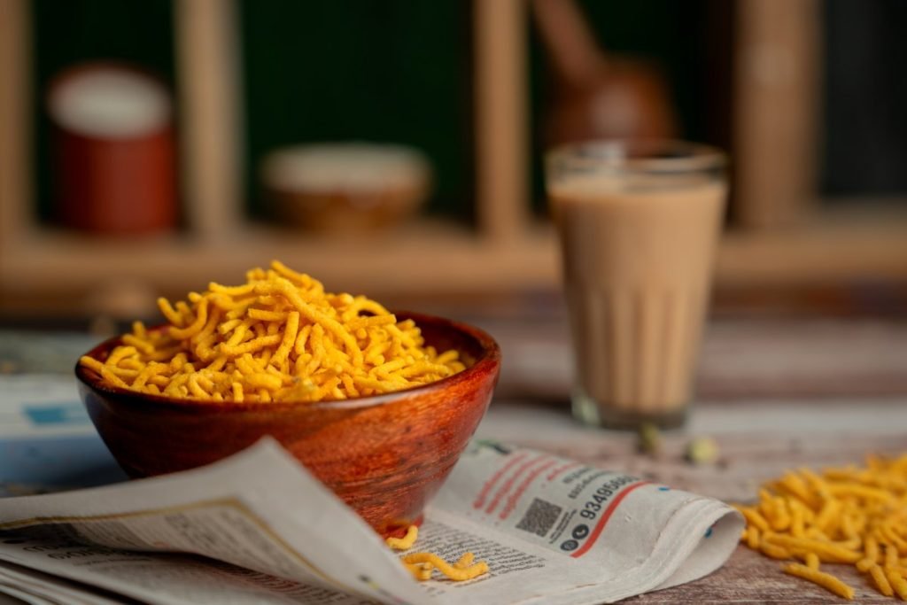 Spicy sev with morning tea.
