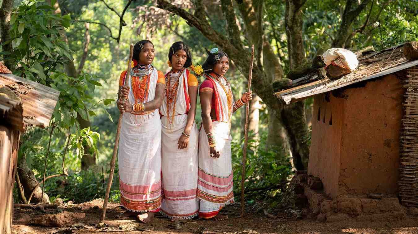 a three tribal ladies were in a deep thought
