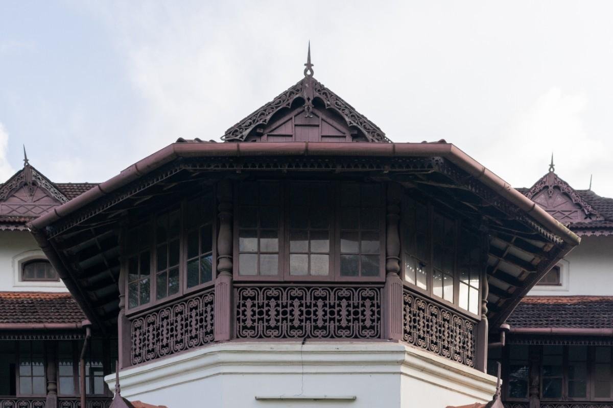 A close-up of an old palace.