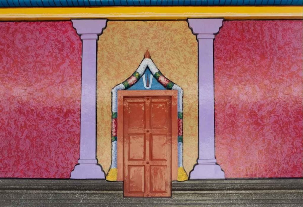 sacred palette of the wall of vaishnava temple