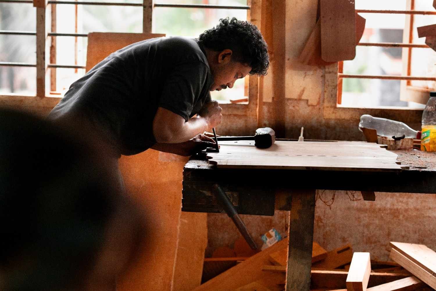 shaping the wooden