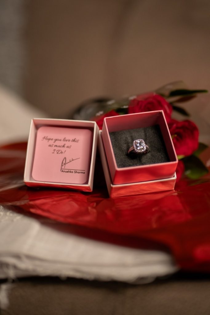 Luxury ring in an open box.