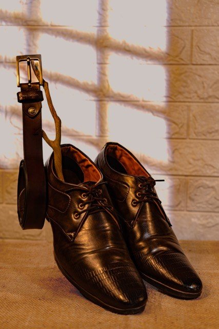 formal brown shoes with belt