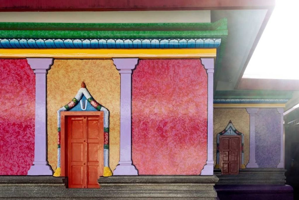 walls of heritage of Vaishnava temple with 2 different colors