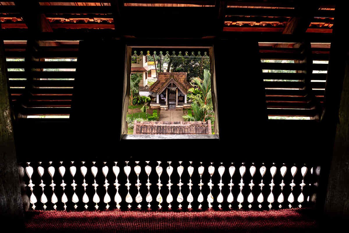 Elegant and antique view from inside of the palace window.