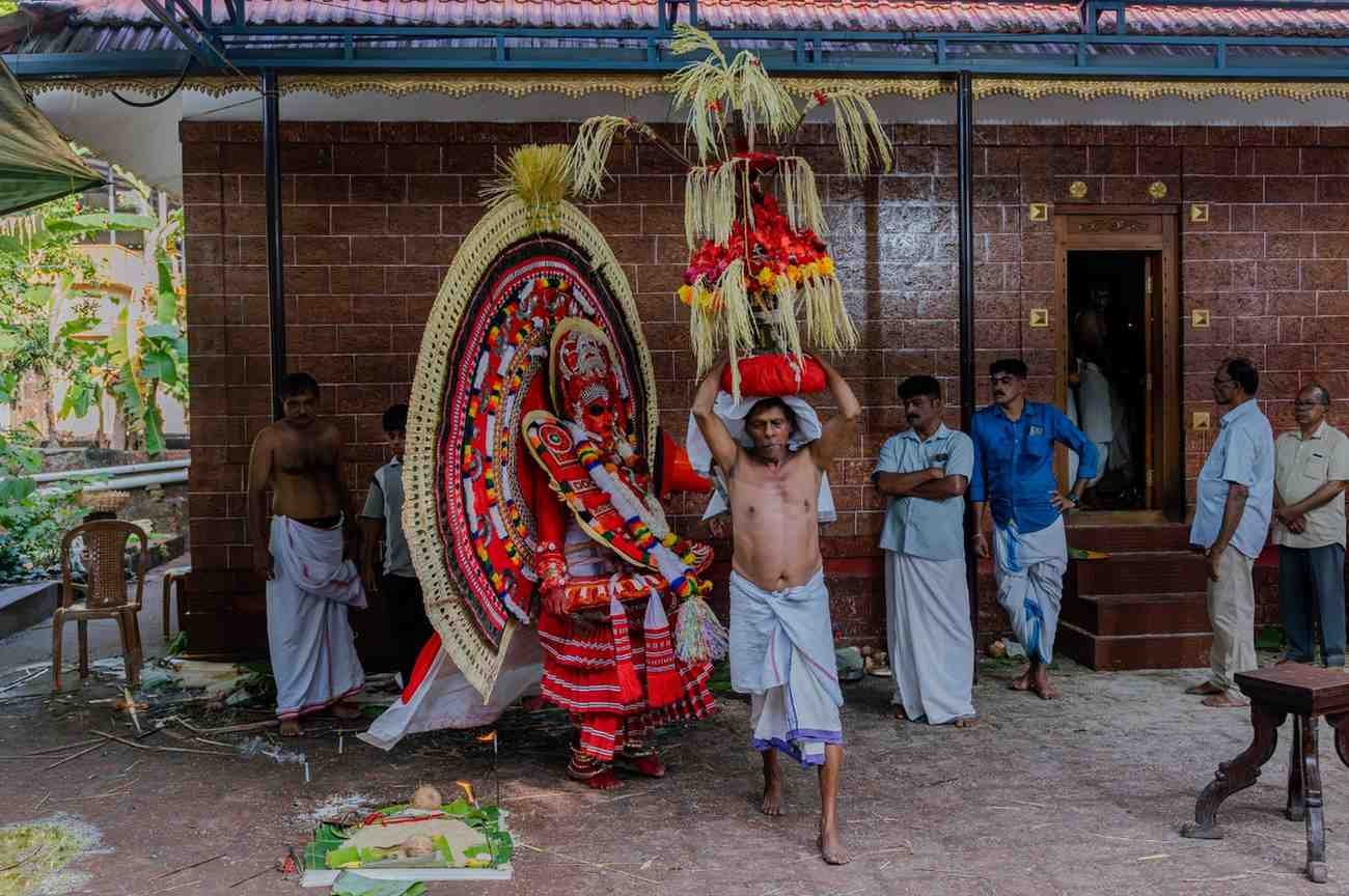 Ceremonial procession of theyyam dance