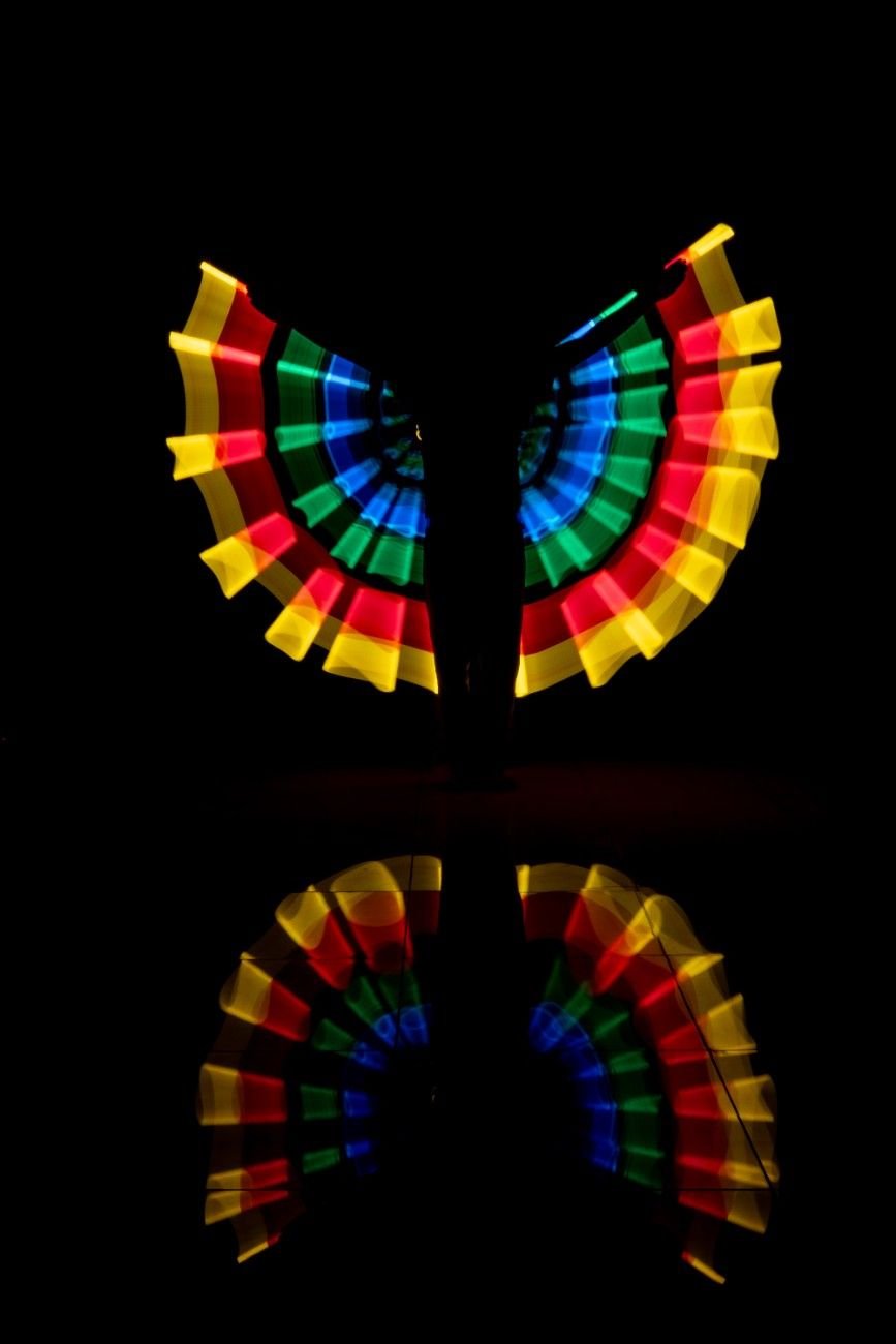 light trails of multiple colours in dark