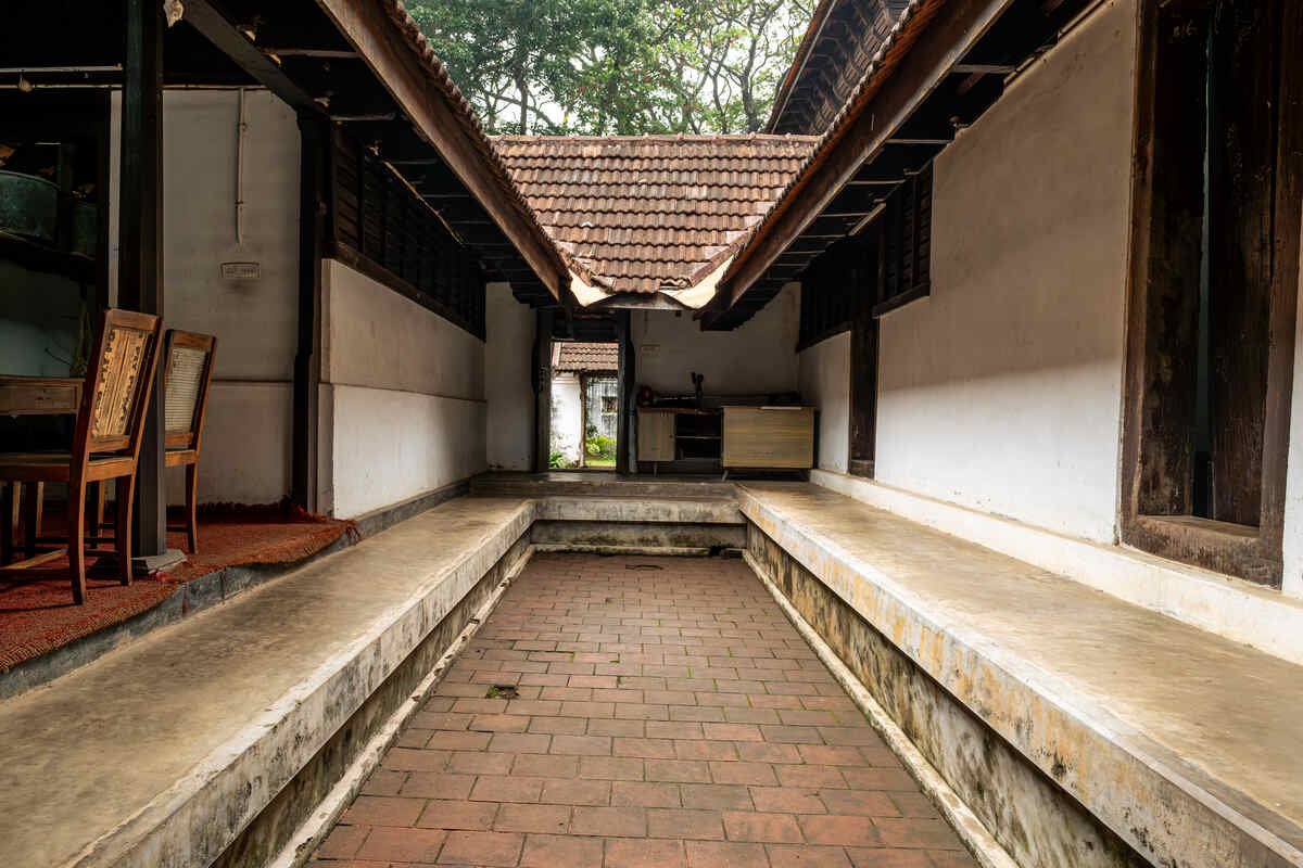 Peaceful corridor of krishnapuram palace.