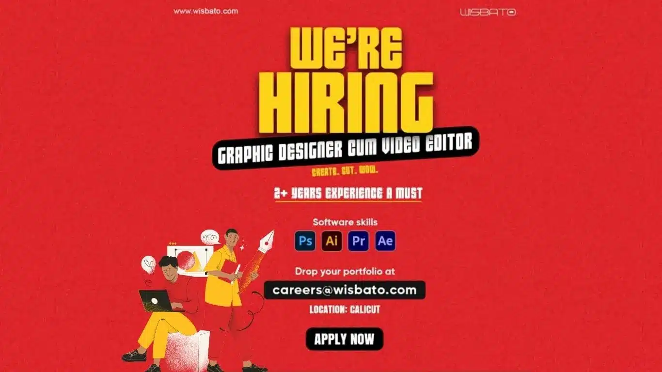 Wisbato Calicut hiring graphic designer cum video editor – Creative Hut Placement opportunity